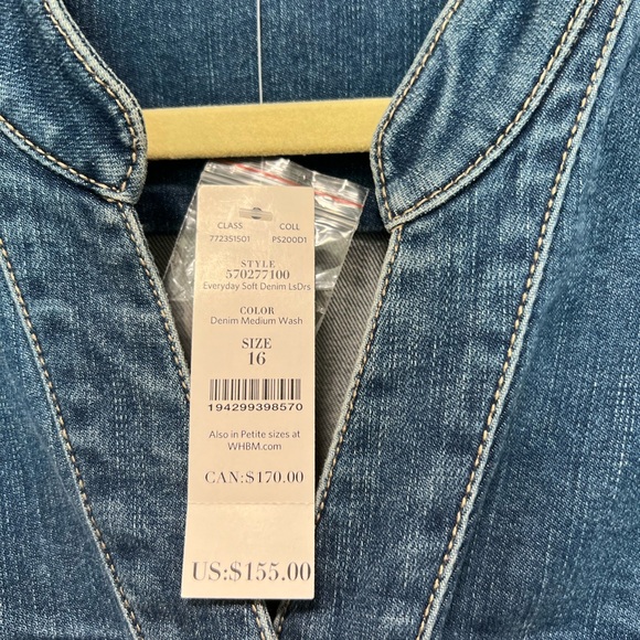 White House Black Market Medium Wash Denim Dress - Picture 3 of 3